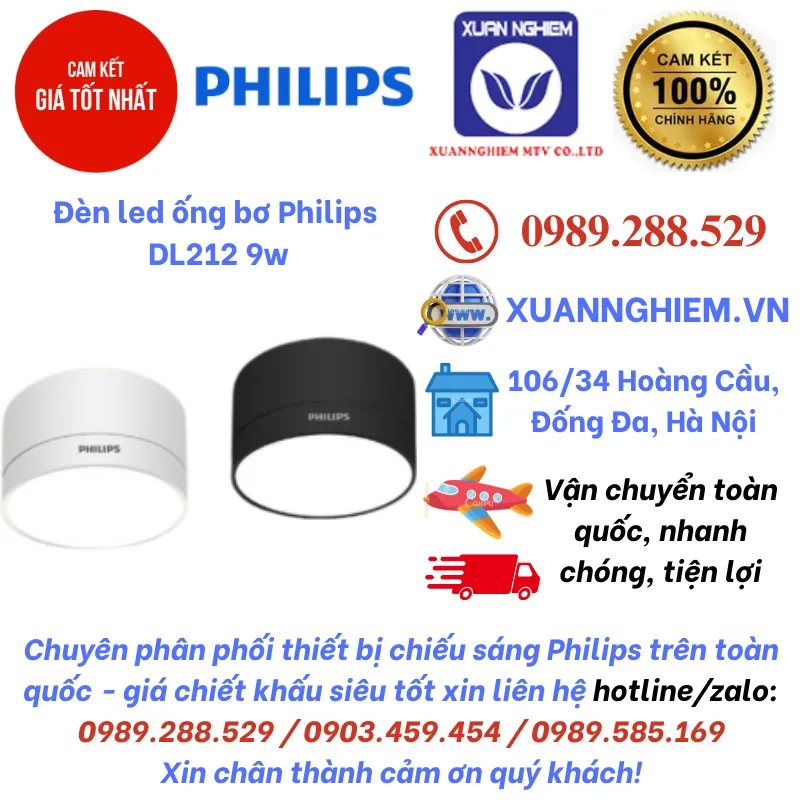 Đèn led ống bơ Philips DL212 9w