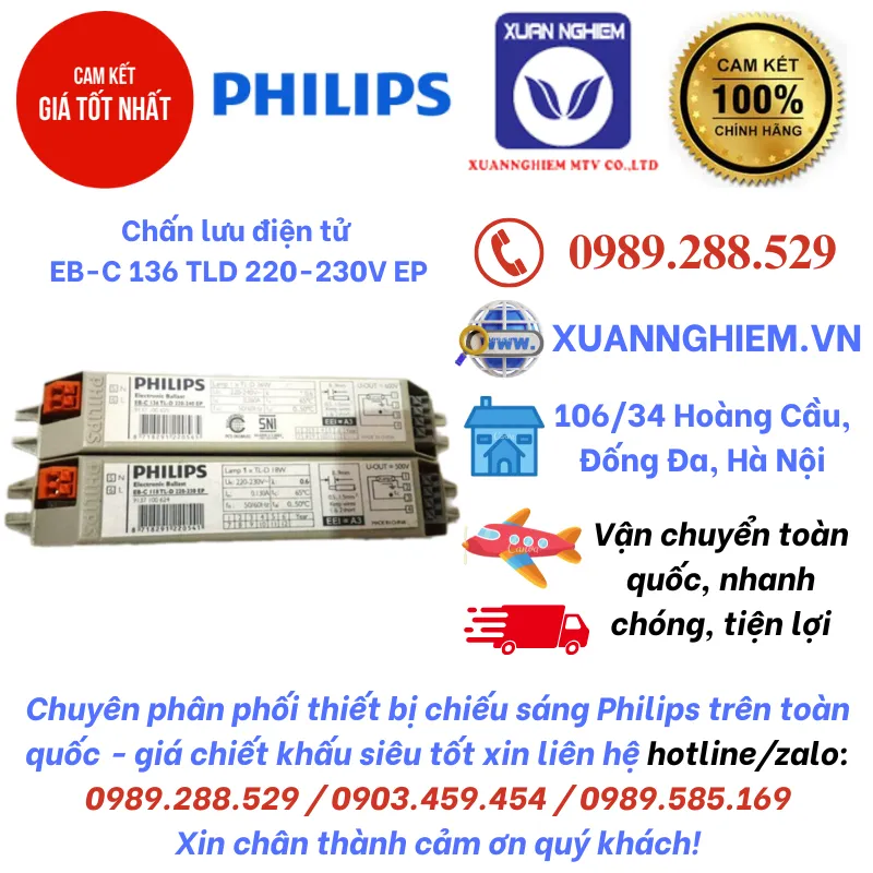 Chấn lưu điện tử cho bóng đèn 36W huỳnh quang EB-C 136 TLD 220-230V EP