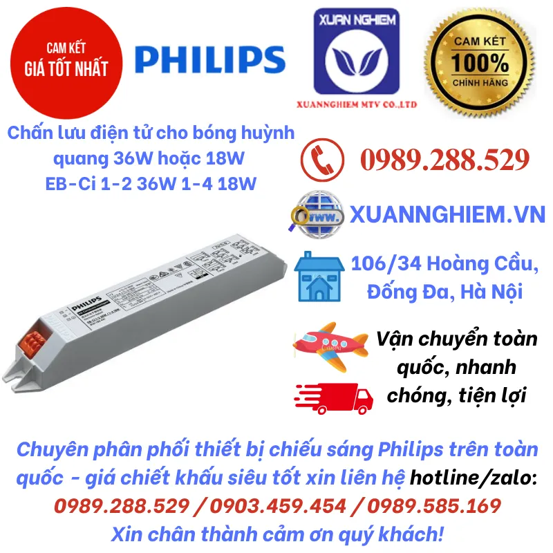 Chấn lưu điện tử cho bóng huỳnh quang 36W hoặc 18W EB-Ci 1-2 36W 1-4 18W