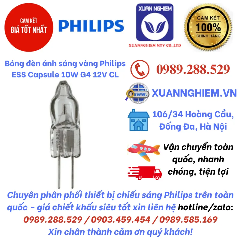 Bóng đèn ánh sáng vàng Philips ESS Capsule 10W G4 12V CL