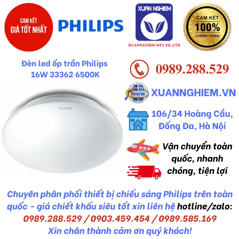 Đèn led ốp trần Philips 16W 33362 6500K