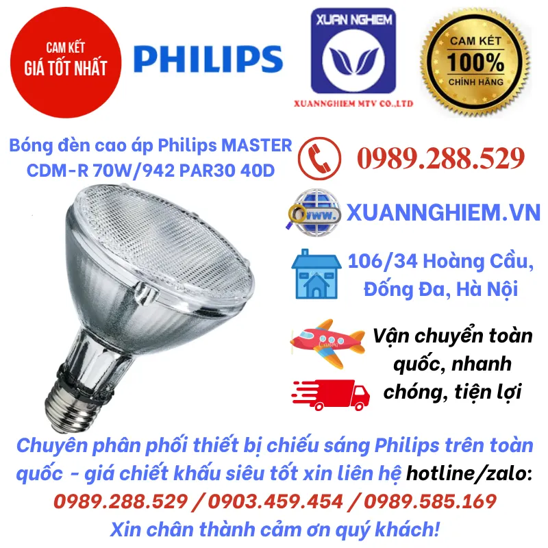 Bóng đèn cao áp Philips MASTER CDM-R 70W/942 PAR30 40D