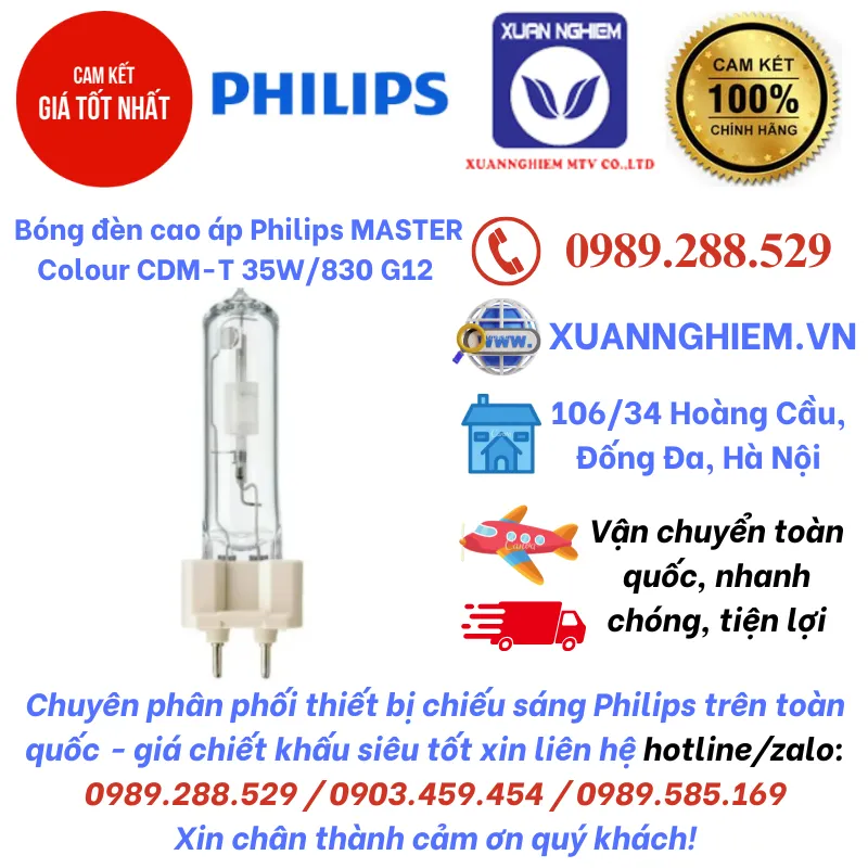 Bóng đèn cao áp Philips MASTER Colour CDM-T 35W/830 G12 1CT/12