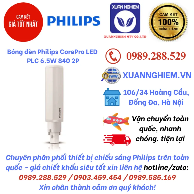 Bóng đèn Philips CorePro LED PLC 6.5W 840 2P