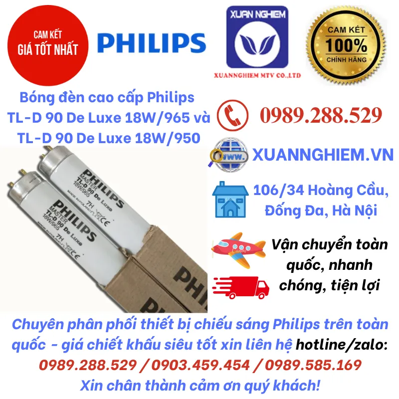 Bóng đèn cao cấp Philips TL-D 90 De Luxe 18W/965 và TL-D 90 De Luxe 18W/950