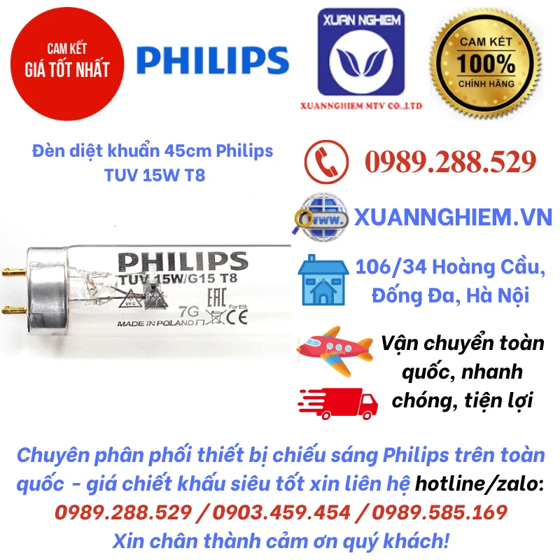 Bóng đèn diệt khuẩn 45cm Philips TUV 15W T8