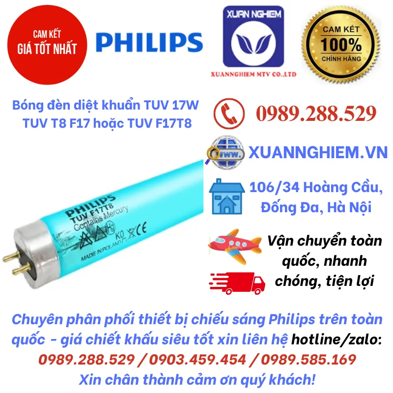 Bóng đèn diệt khuẩn Philips TUV 17W TUV T8 F17 1SL/25 hoặc TUV F17T8