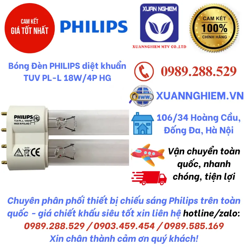 Bóng Đèn PHILIPS diệt khuẩn TUV PL-L 18W/4P HG