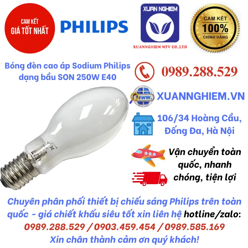 Bóng đèn cao áp Sodium Philips dạng bầu SON 250W E40