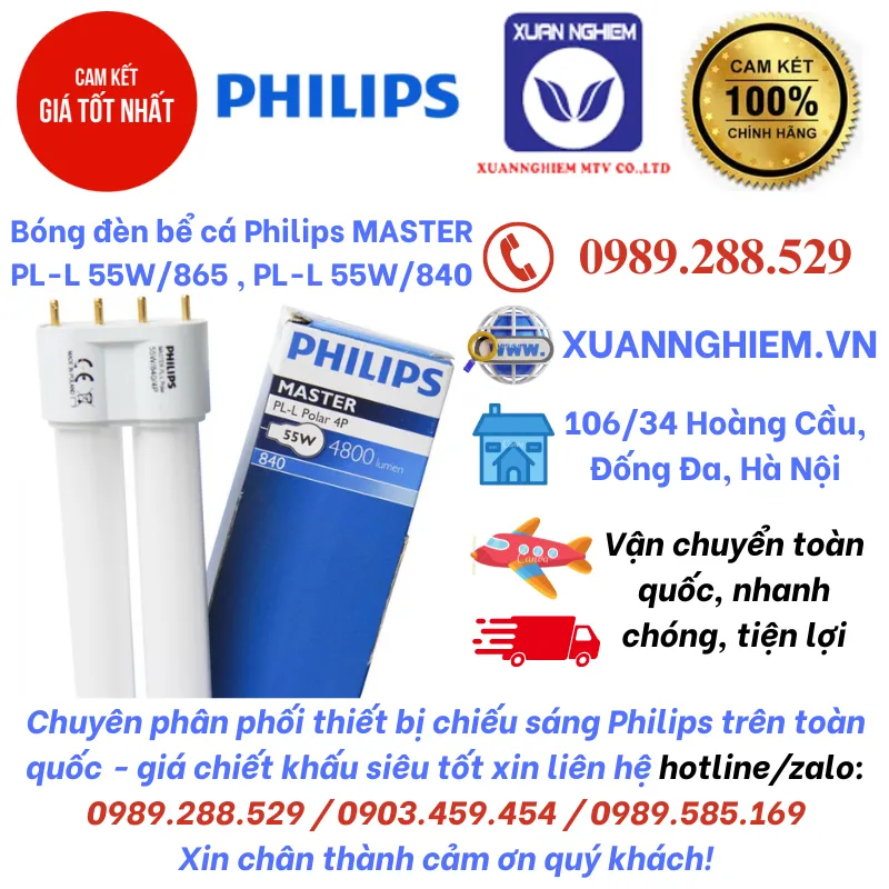 Bóng đèn bể cá Philips MASTER PL-L 55W/865 và PL-L 55W/840