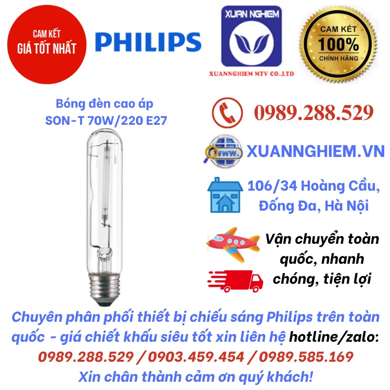 Bóng đèn cao áp SON-T 70W/220 E27 1CT/12