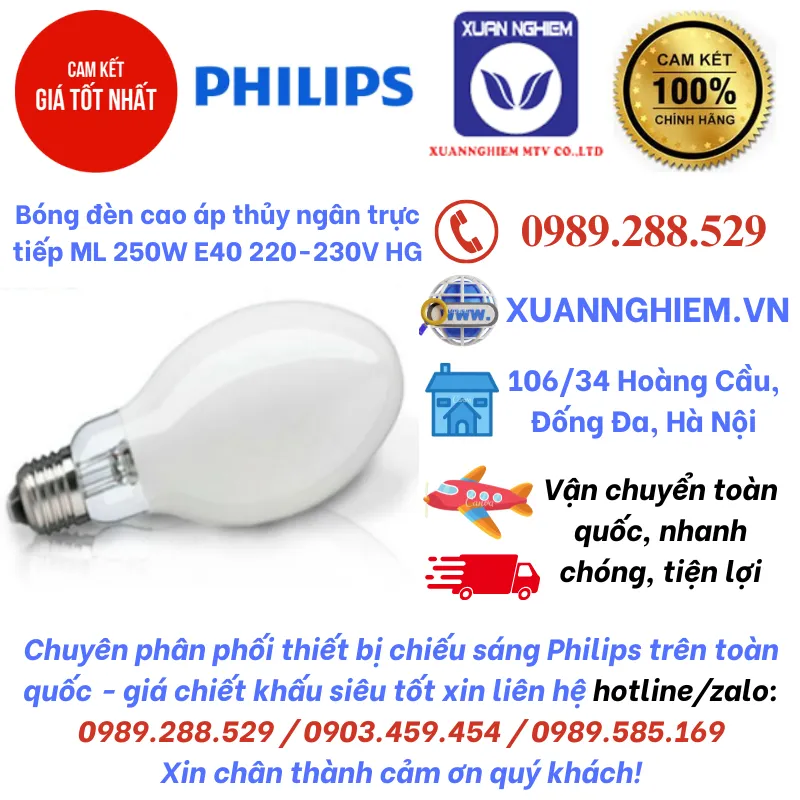 Bóng đèn cao áp thủy ngân trực tiếp ML 250W E40 220-230V HG 1SL/12