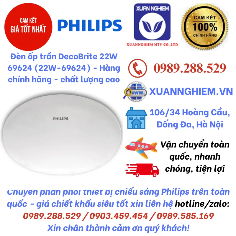 Đèn ốp trần Philips DecoBrite 22W 69624 (22W-69624) - Hàng chính hãng - chất lượng cao