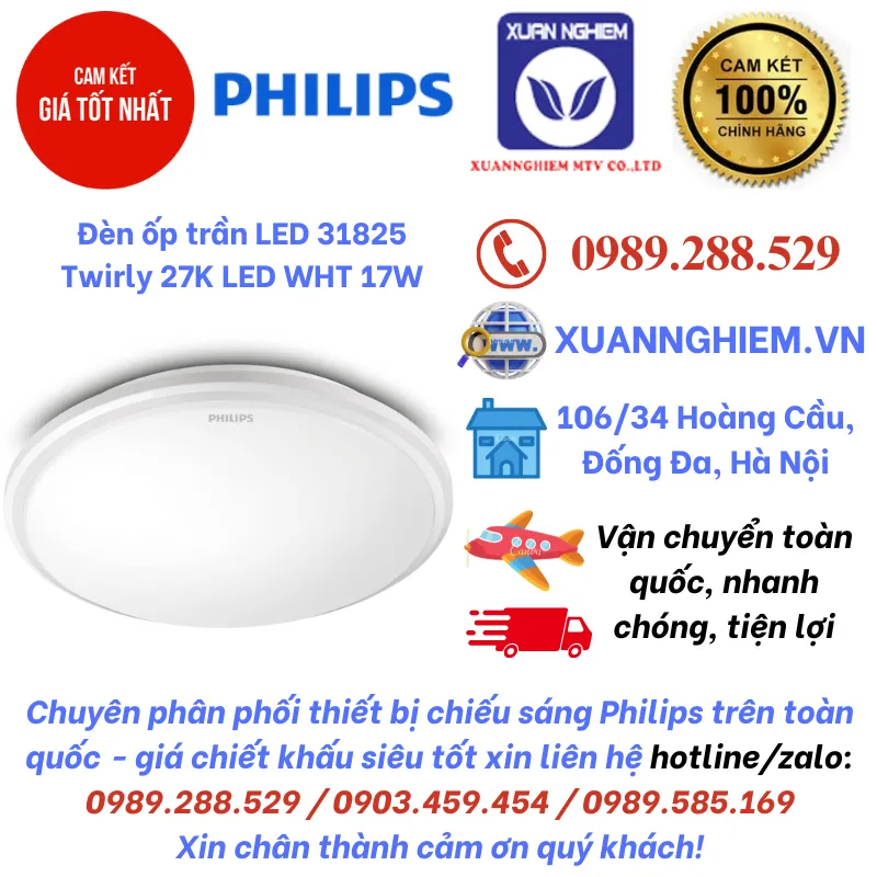 Đèn ốp trần LED 31825 Twirly 27K LED WHT 17W