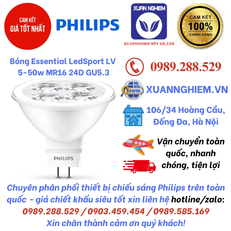 Bóng Essential LedSport LV 5-50w MR16 24D GU5.3