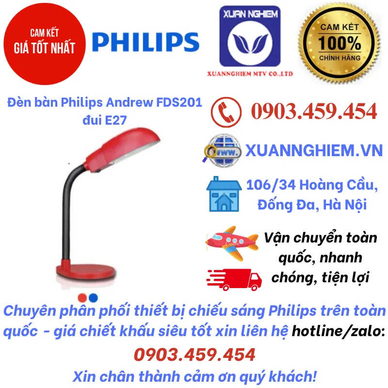 Đèn bàn Philips Andrew FDS201 đui E27