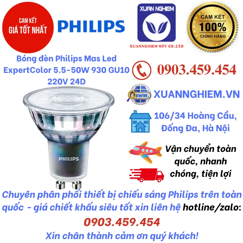 Bóng đèn Philips Mas Led ExpertColor 5.5-50W 930 GU10 220V 24D