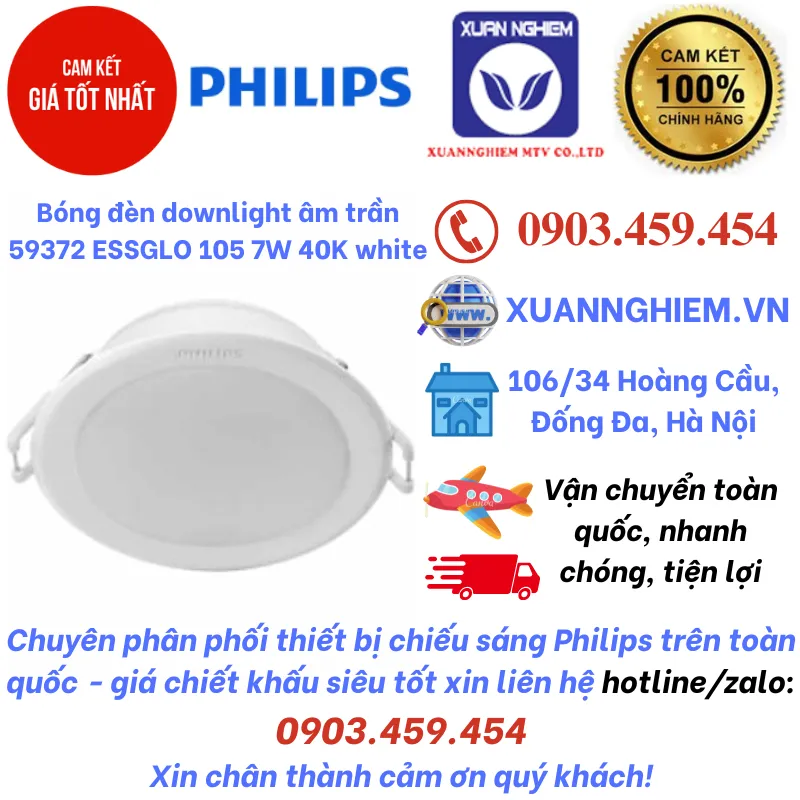 Bóng đèn downlight âm trần 59372 ESSGLO 105 7W 40K white