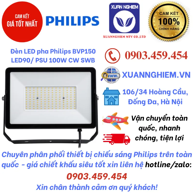 Đèn LED pha Philips BVP150 LED90/ PSU 100W CW SWB