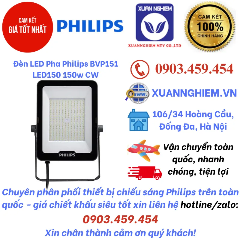 Đèn LED Pha Philips BVP151 LED150 150w CW