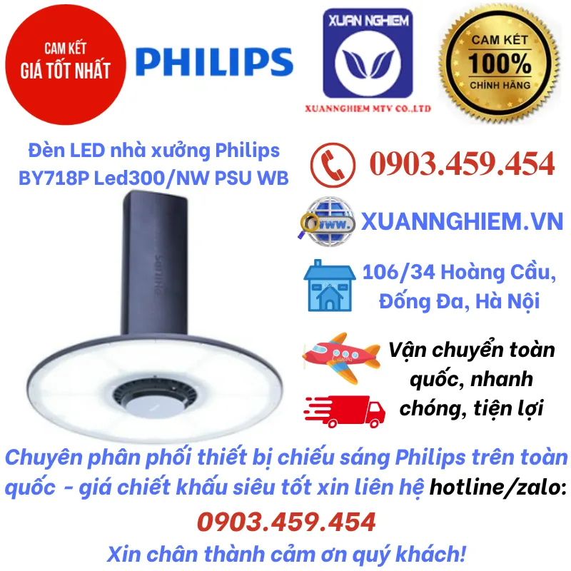 Đèn LED nhà xưởng Philips BY718P Led300/NW PSU WB