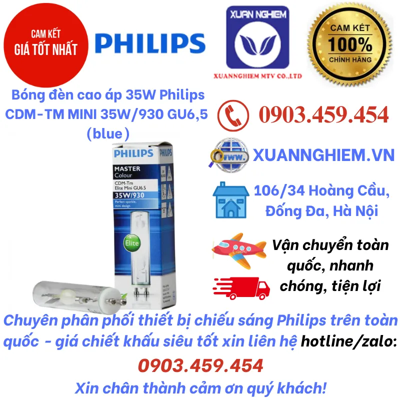 Bóng đèn cao áp 35W Philips CDM-TM MINI 35W/930 GU6,5 ( blue)