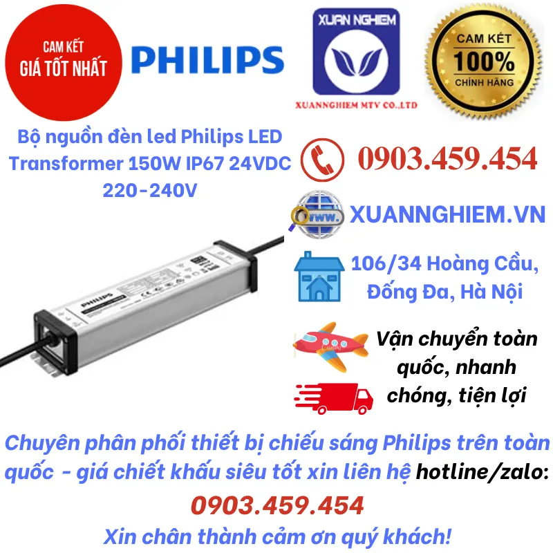 Bộ nguồn đèn led Philips LED Transformer 150W IP67 24VDC 220-240V
