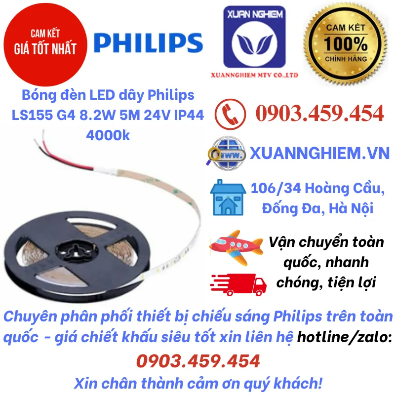 Bóng đèn LED dây Philips LS155 G4 8.2W 5M 24V IP44 4000k