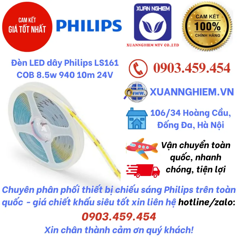 Đèn LED dây Philips LS161 COB 8.5w 940 10m 24V