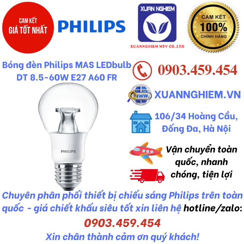 Bóng đèn Philips MAS LEDbulb DT 8.5-60W E27 A60 FR