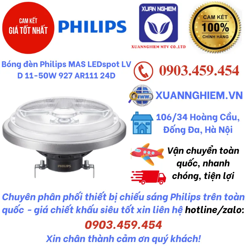 Bóng đèn Philips MAS LEDspot LV D 11-50W 927 AR111 24D