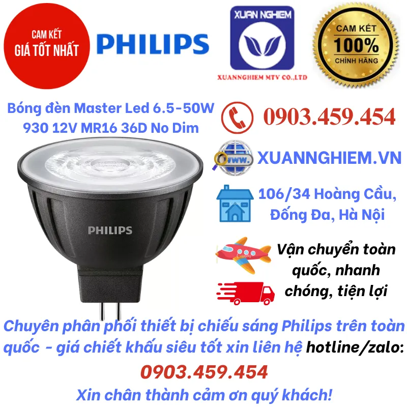 Bóng đèn Master Led 6.5-50W 930 12V MR16 36D No Dim