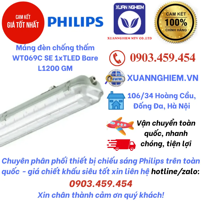 Máng đèn chống thấm WT069C SE 1xTLED Bare L1200 GM