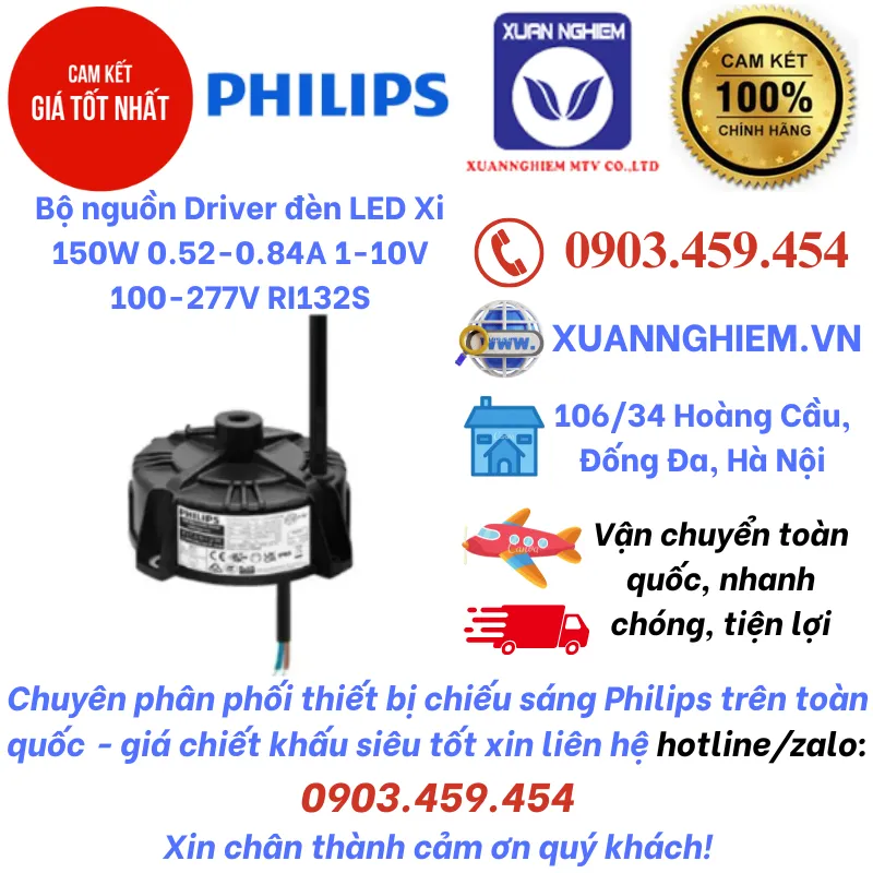 Bộ nguồn Driver đèn LED Xi 150W 0.52-0.84A 1-10V 100-277V RI132S