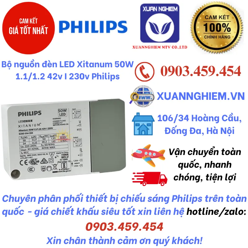 Bộ nguồn đèn LED Xitanum 50w 1.1/1.2 42v I 230v Philips