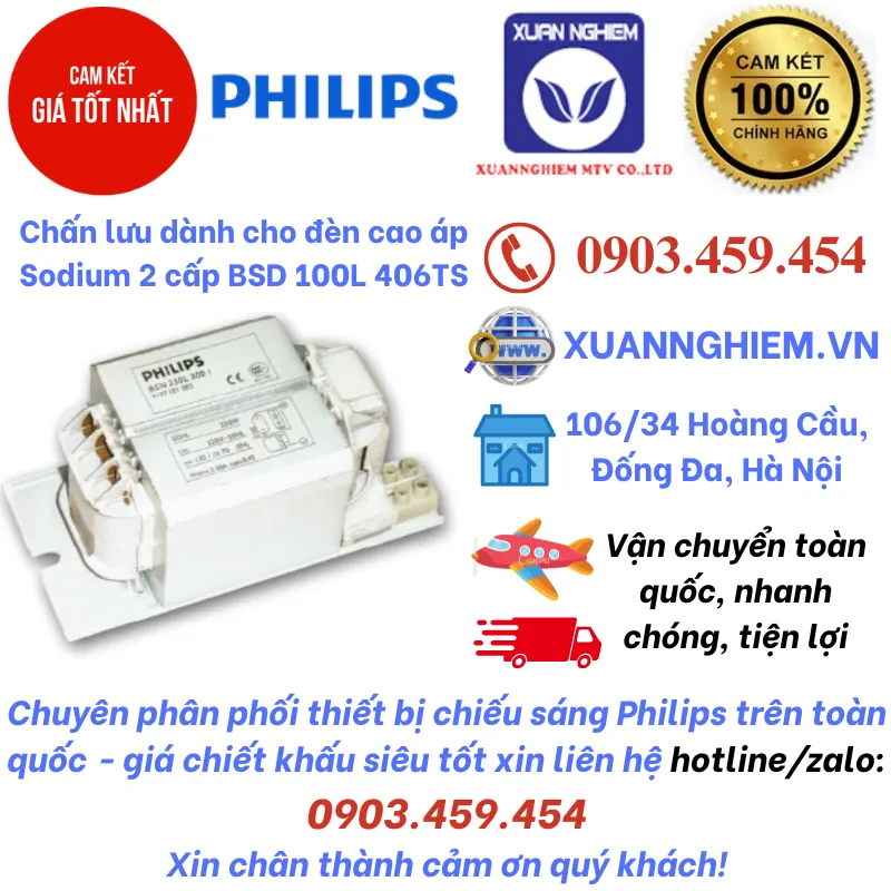 Chấn lưu dành cho đèn cao áp Sodium 2 cấp BSD 100L 406TS