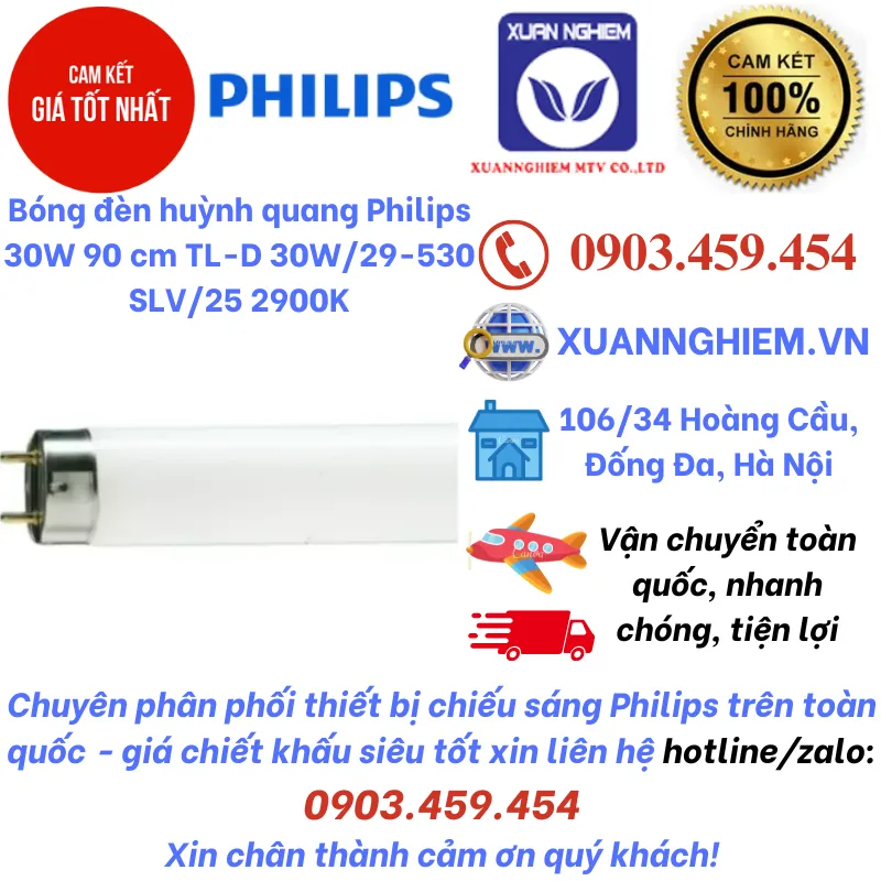 Bóng đèn huỳnh quang Philips 30W 90 cm TL-D 30W/29-530 SLV/25 2900K