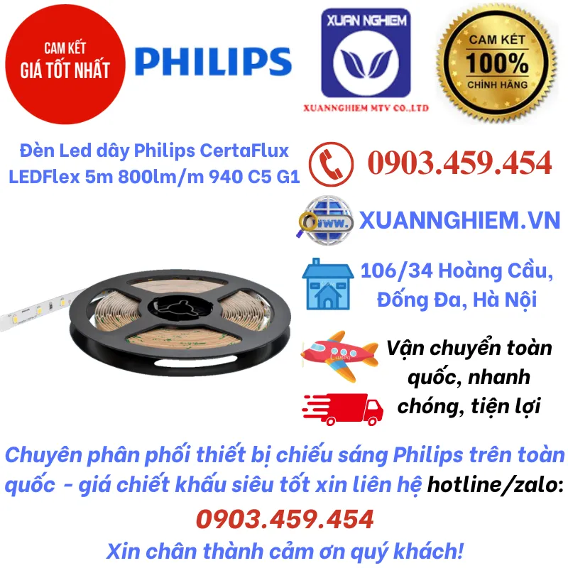 Đèn Led dây Philips CertaFlux LEDFlex 5m 800lm/m 940 C5 G1