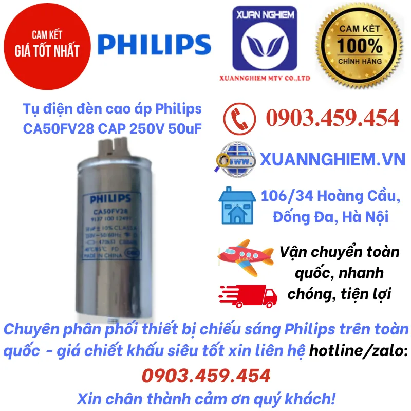 Tụ điện đèn cao áp Philips CA50FV28 CAP 250V 50uF