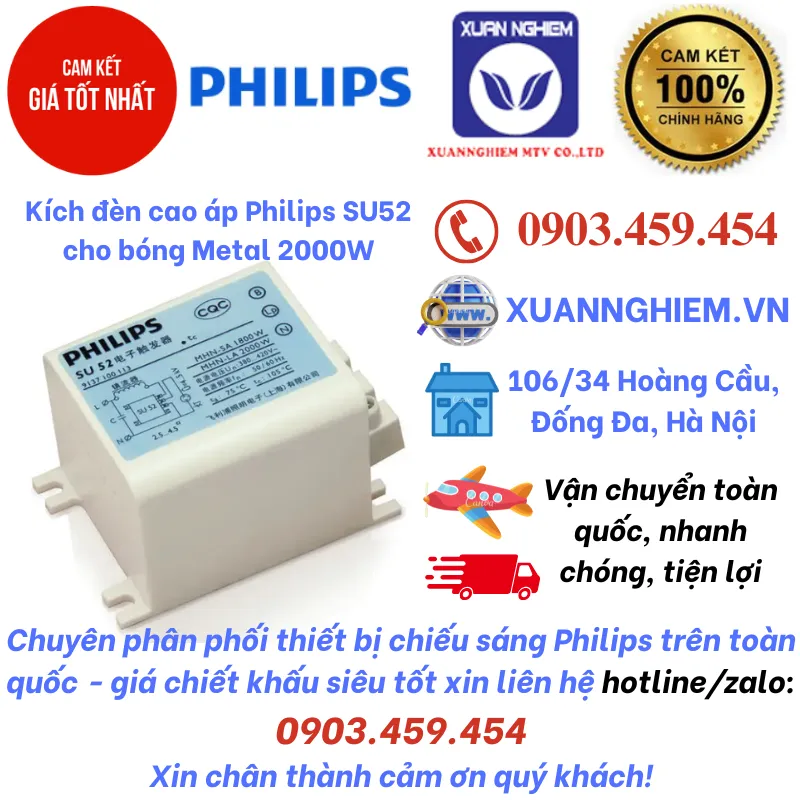 Kích đèn cao áp Philips SU52 cho bóng Metal 2000W