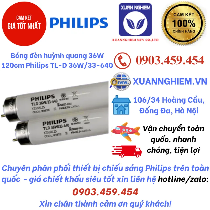 Bóng đèn huỳnh quang 36W 120cm Philips TL-D 36W/33-640