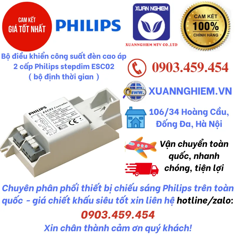 Bộ điều khiển công suất đèn cao áp 2 cấp Philips stepdim ESC02 ( bộ định thời gian )