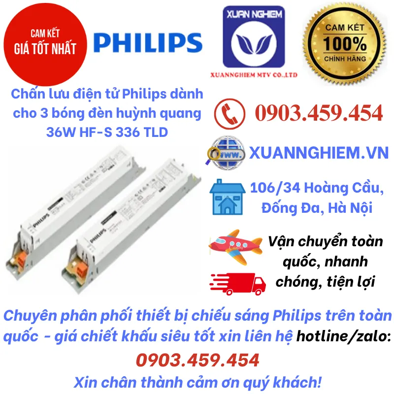 Chấn lưu điện tử Philips dành cho 3 bóng đèn huỳnh quang 36W HF-S 336 TLD