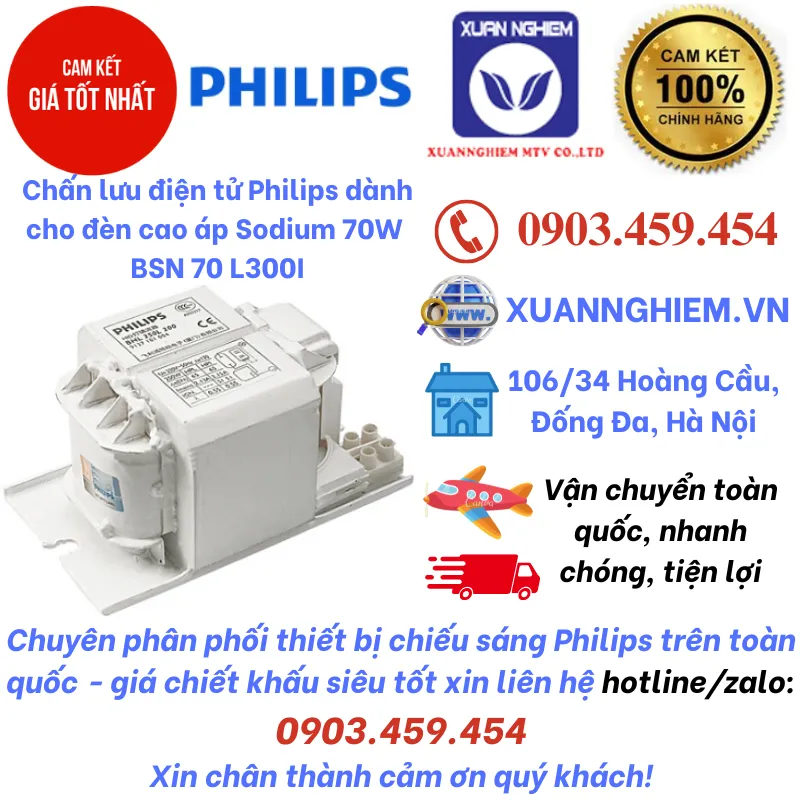 Chấn lưu điện tử Philips dành cho đèn cao áp Sodium 70W BSN 70 L300I