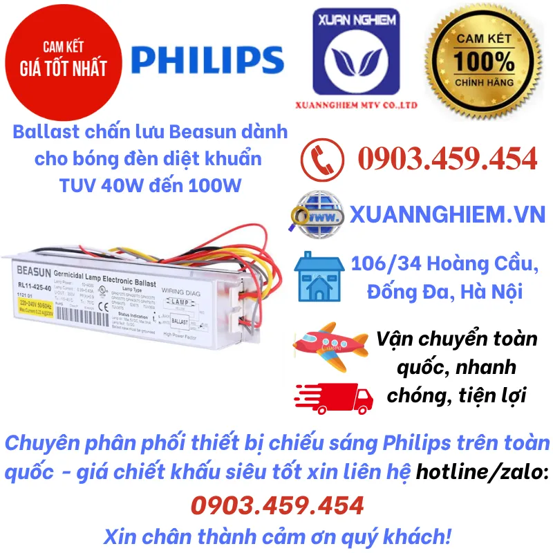 Ballast chấn lưu Beasun dành cho bóng đèn diệt khuẩn TUV 40W đến 100W