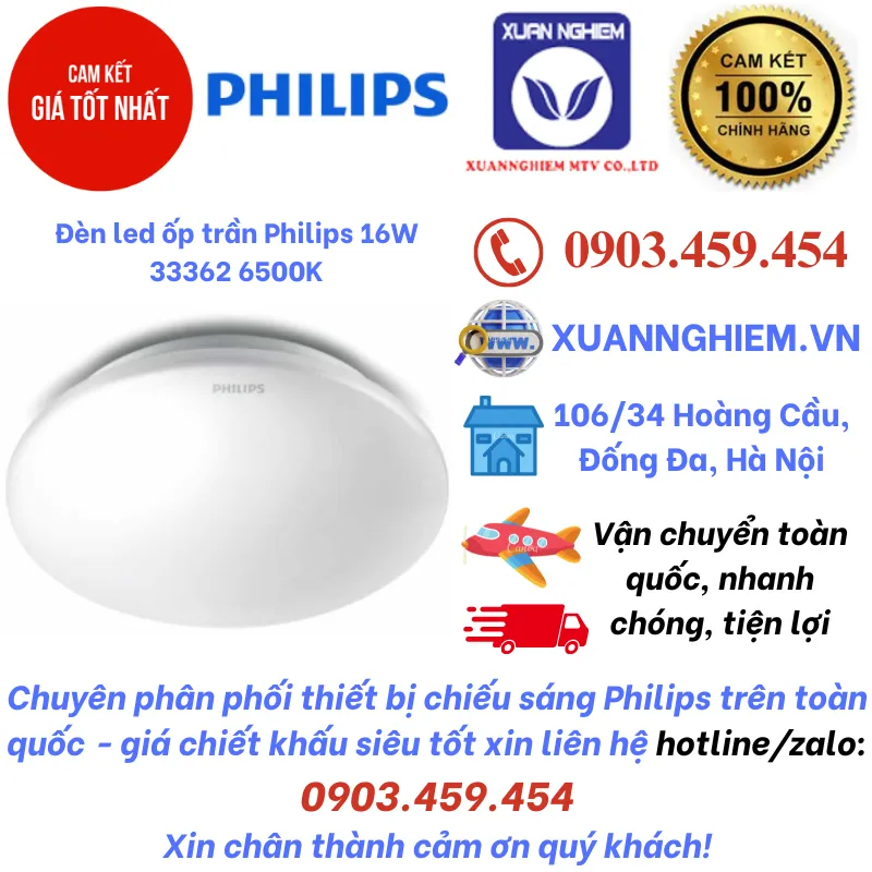 Đèn led ốp trần Philips 16W 33362 6500K