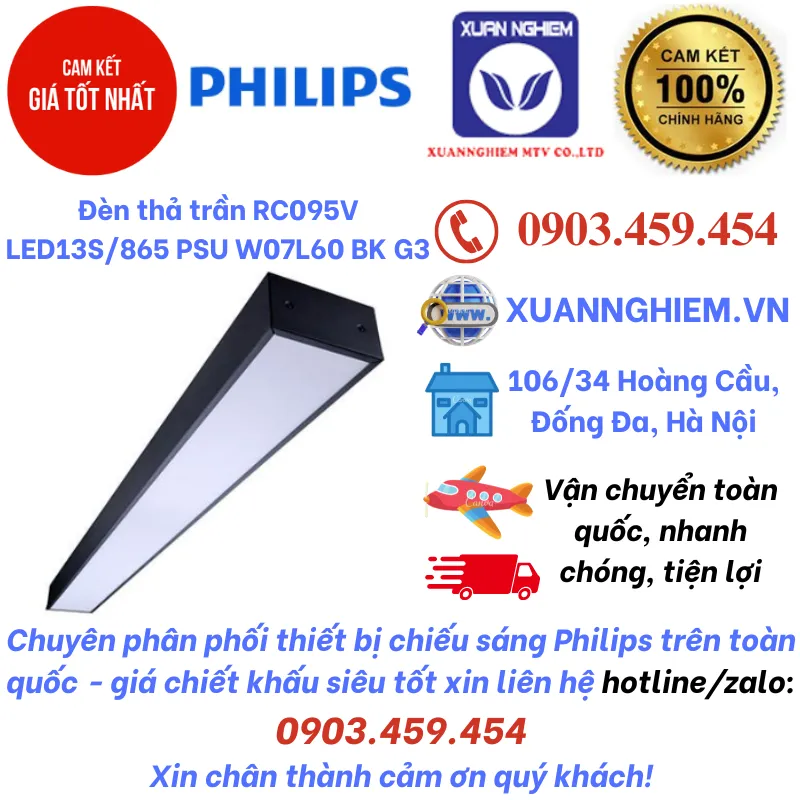 Đèn thả trần RC095V LED13S/865 PSU W07L60 BK G3