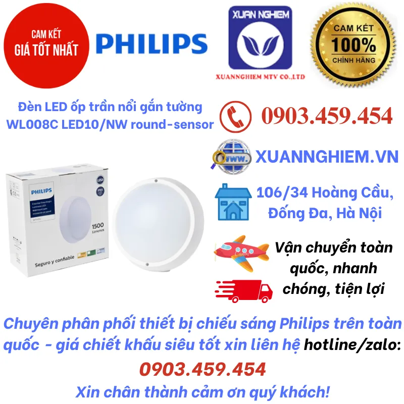 Đèn LED ốp trần nổi gắn tường WL008C LED10/NW round-sensor