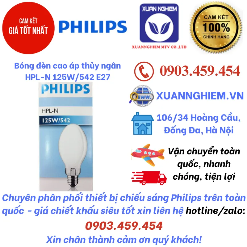 Bóng đèn cao áp thủy ngân HPL-N 125W/542 E27