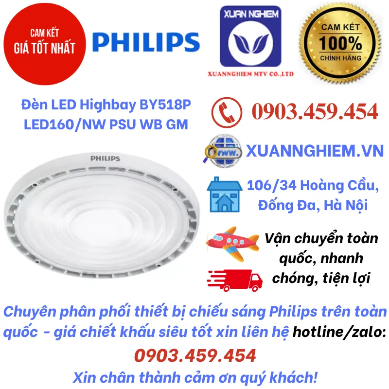 Đèn LED Highbay BY518P LED160/NW PSU WB GM / Đèn LED Highbay BY518P LED160/CW PSU WB GM